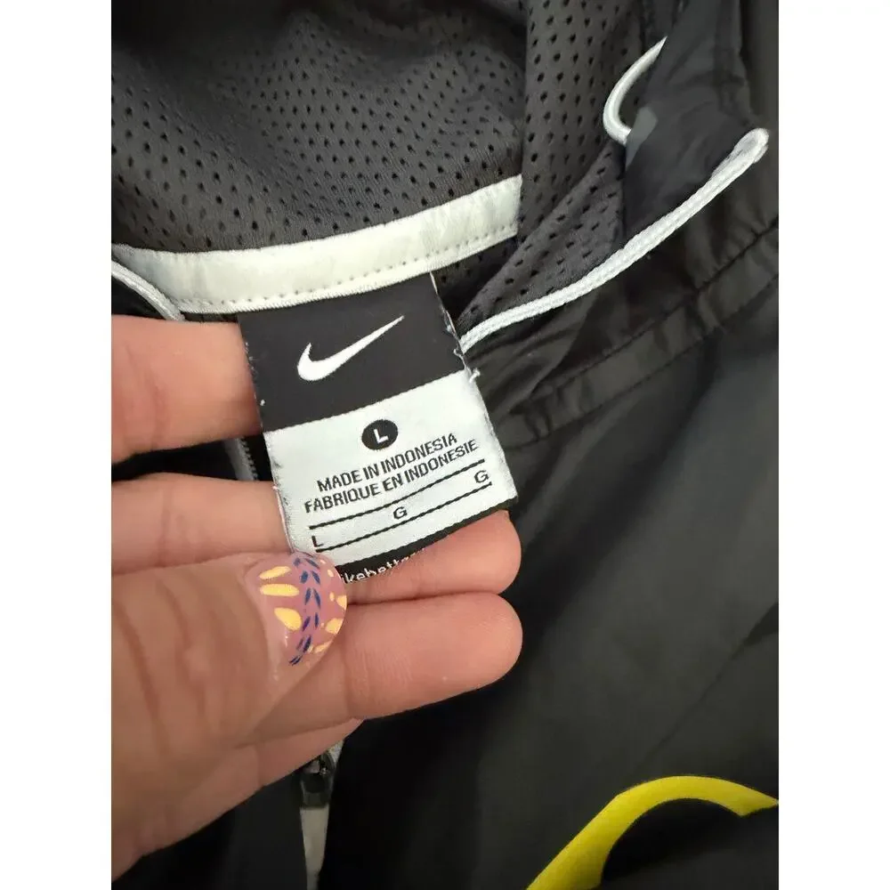 Nike Oregon Ducks Jacket Size Large Black Mesh Lined Hooded Half-Zip Pullover